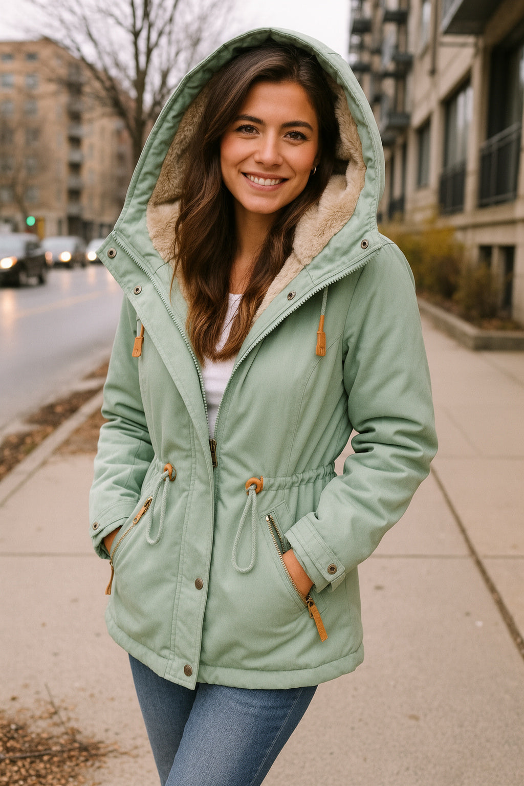 Olivia Long Quilted Hooded Coat