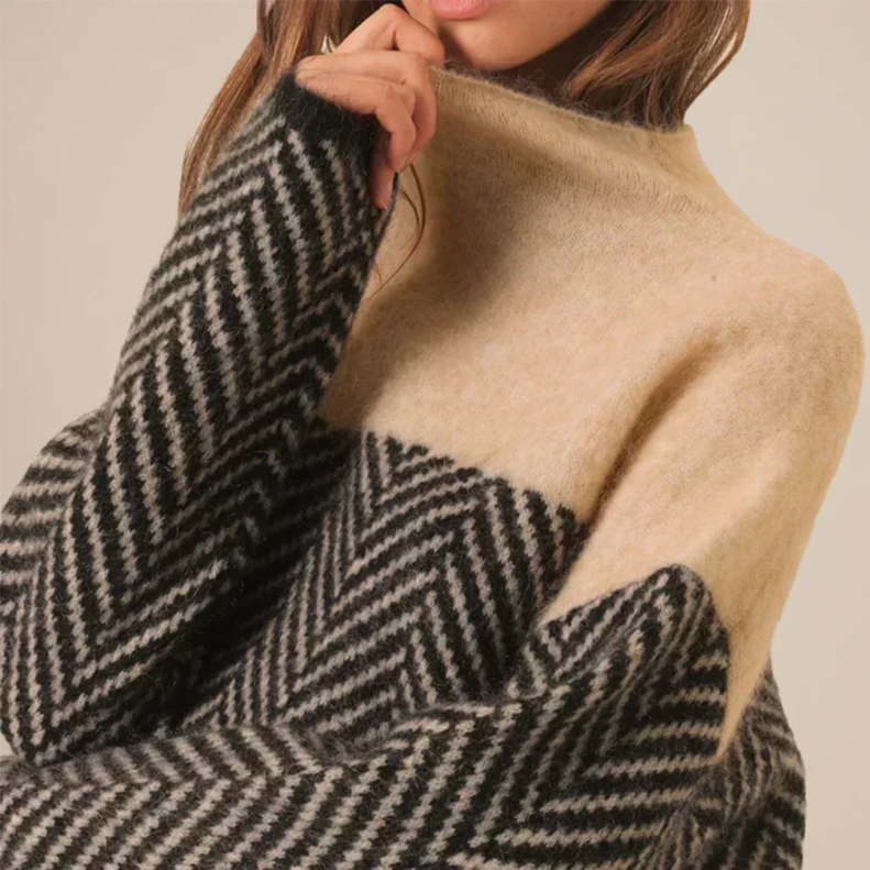 Aurora Herringbone Knit Sweater